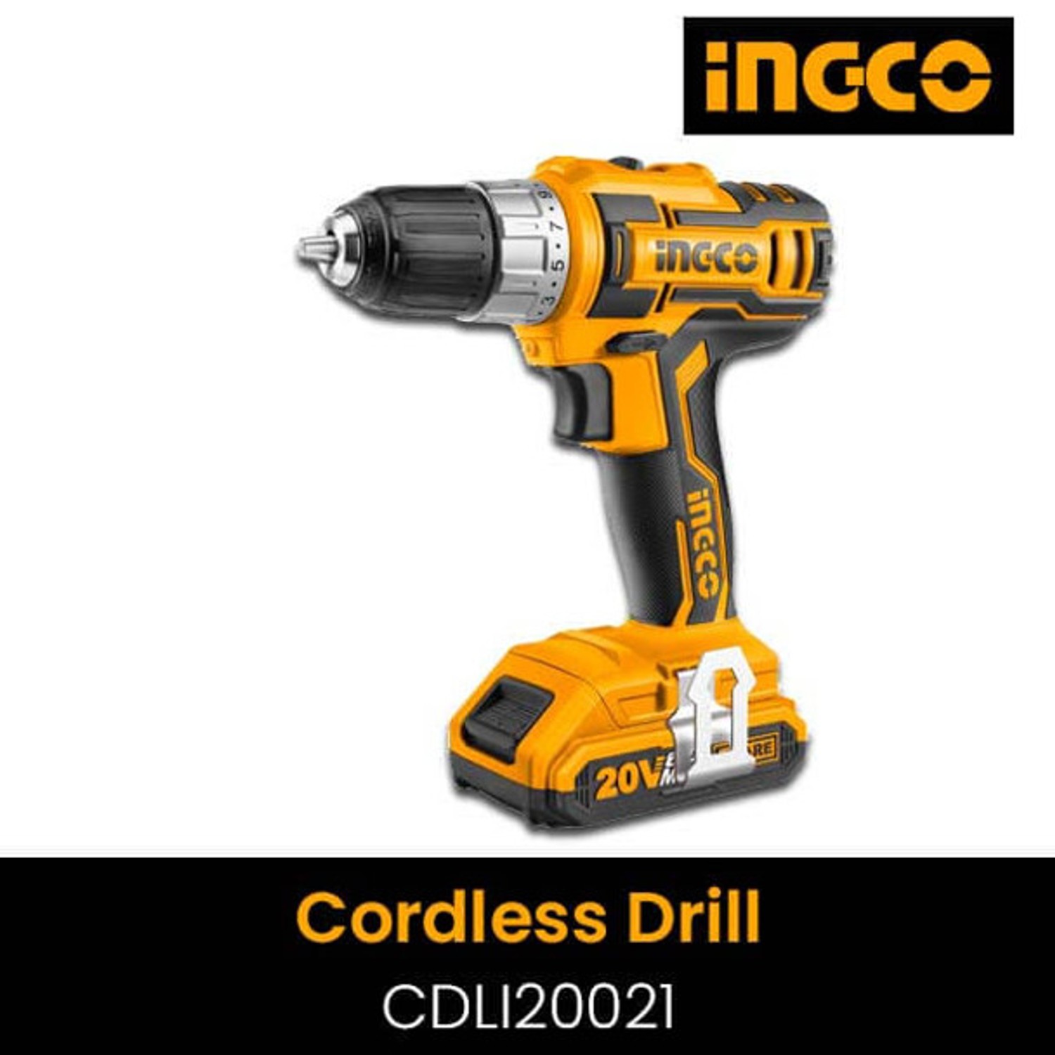 Ingco Cordless Drill 20V 2Ah - 45Nm